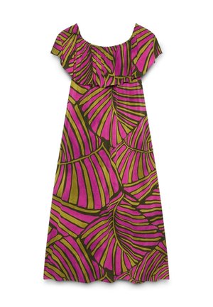 Fiorella Rubino, VESTITO CHILL OFF SHOULDER CON STAMPA - Jerseykjole - fucsia