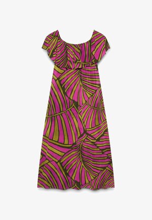 Fiorella Rubino, VESTITO CHILL OFF SHOULDER CON STAMPA - Jerseyjurk - fucsia