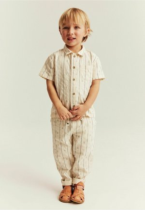 Newbie, STRIPED TROUSERS WITH SAILING BOAT THEME - Stoffhose - white
