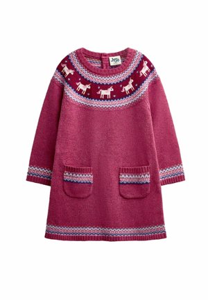 JoJo Maman Bébé, FAIRISLE KNITTED DRESS - Strikkjoler - rose pink unicorn