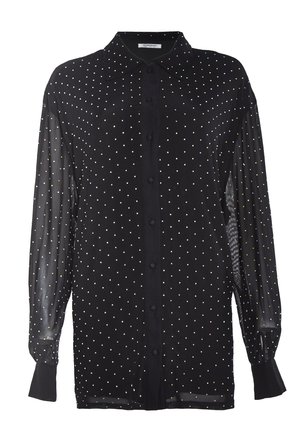 Glamorous BUTTON THROUGH - Overhemdblouse - black rhinestone mesh
