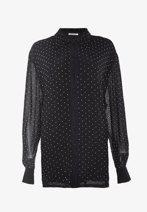 Glamorous BUTTON THROUGH - Overhemdblouse - black rhinestone mesh