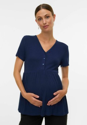 NORMAL GESCHNITTEN V-AUSSCHNITT - Pamata T-krekls - navy blazer