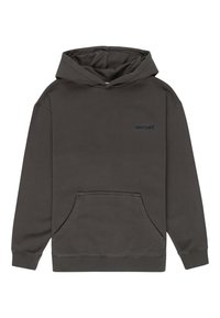Chubasquero gris oscuro hecho de una mezcla de algodón, con un bolsillo canguro frontal, puños acanalados y un pequeño logo azul de "element" en el pecho.