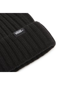 Berretto a costine nero in maglia con risvolto, caratterizzato da un piccolo tag rettangolare del logo Vans cucito sul risvolto.