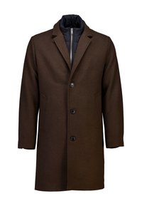 DETACHABLE COLLAR - Classic coat - dk brown mel