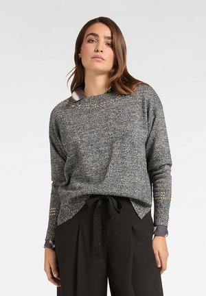 MAGLIA CON BORCHIE - Pullover - grigio