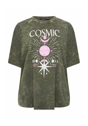 Yours Clothing, PLUS SIZE CASUAL TOPS - T-shirts print - dark green
