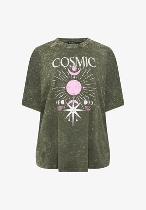 Yours Clothing, PLUS SIZE CASUAL TOPS - T-shirts print - dark green