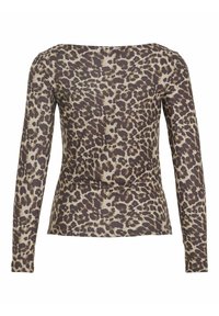 Långärmad topp med ett leopardmönster i nyanser av brun och beige. Tyget är slätt med en figurnära siluett.