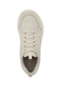 Beige Sportschuh mit Obermaterial aus Mesh, abgerundeter Zehenpartie und flachen Schnürsenkeln. Verfügt über eine gepolsterte Innensohle und eine robuste Gummisohle.