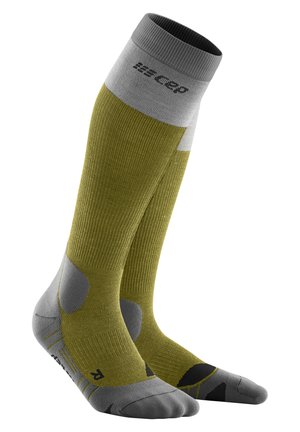 COMPRESSION HIKING LIGHT MERINO TALL - MADE IN GERMANY - Kniestrümpfe - olive grey