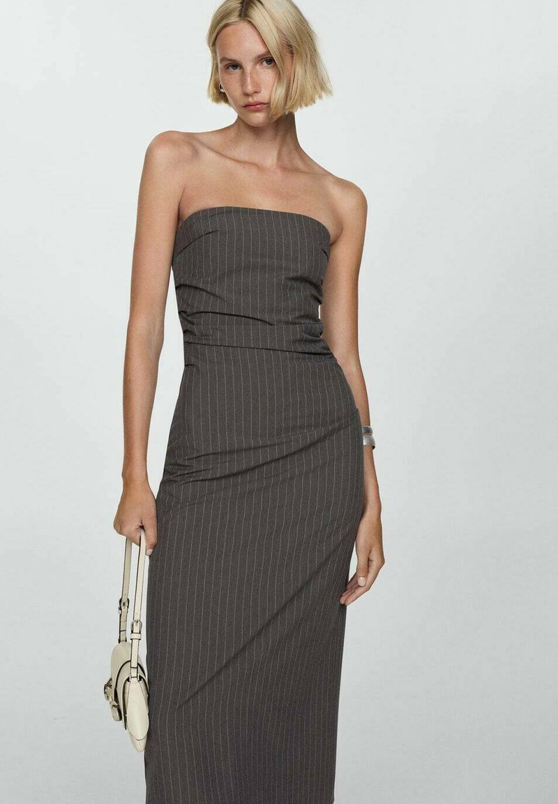 mango grey dress MANGO - Long Satin Textured Dress light/pastel Purple