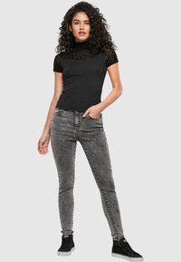 Urban Classics LADIES FLOCK LACE TURTLENECK TEE - T-shirts med print - black