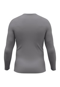 Langarmhemd in einfarbigem Grau, gefertigt aus einem Stoff mit glatter Textur. Verfügt über einen Rundhalsausschnitt und ein eng anliegendes Design ohne sichtbare Hardware oder Muster.