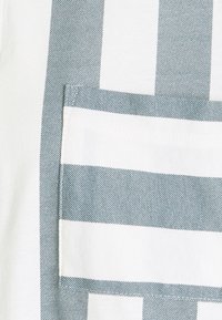 Gestreiftes Hemd mit diagonalen blauen und weißen Streifen, ausgestattet mit einer aufgesetzten Tasche. Textil mit strukturierter Oberfläche und weichem, glattem Finish.
