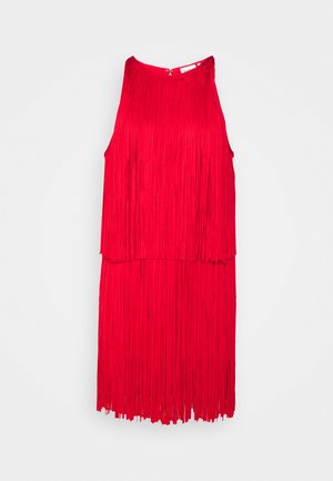 TIERED FRINGE MINI DRESS - Robe de soirée - currant