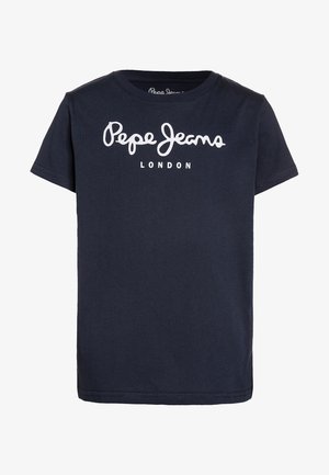 Navyblauw T-shirt met korte mouwen en een wit "Pepe Jeans London" logo in het midden van de borst.