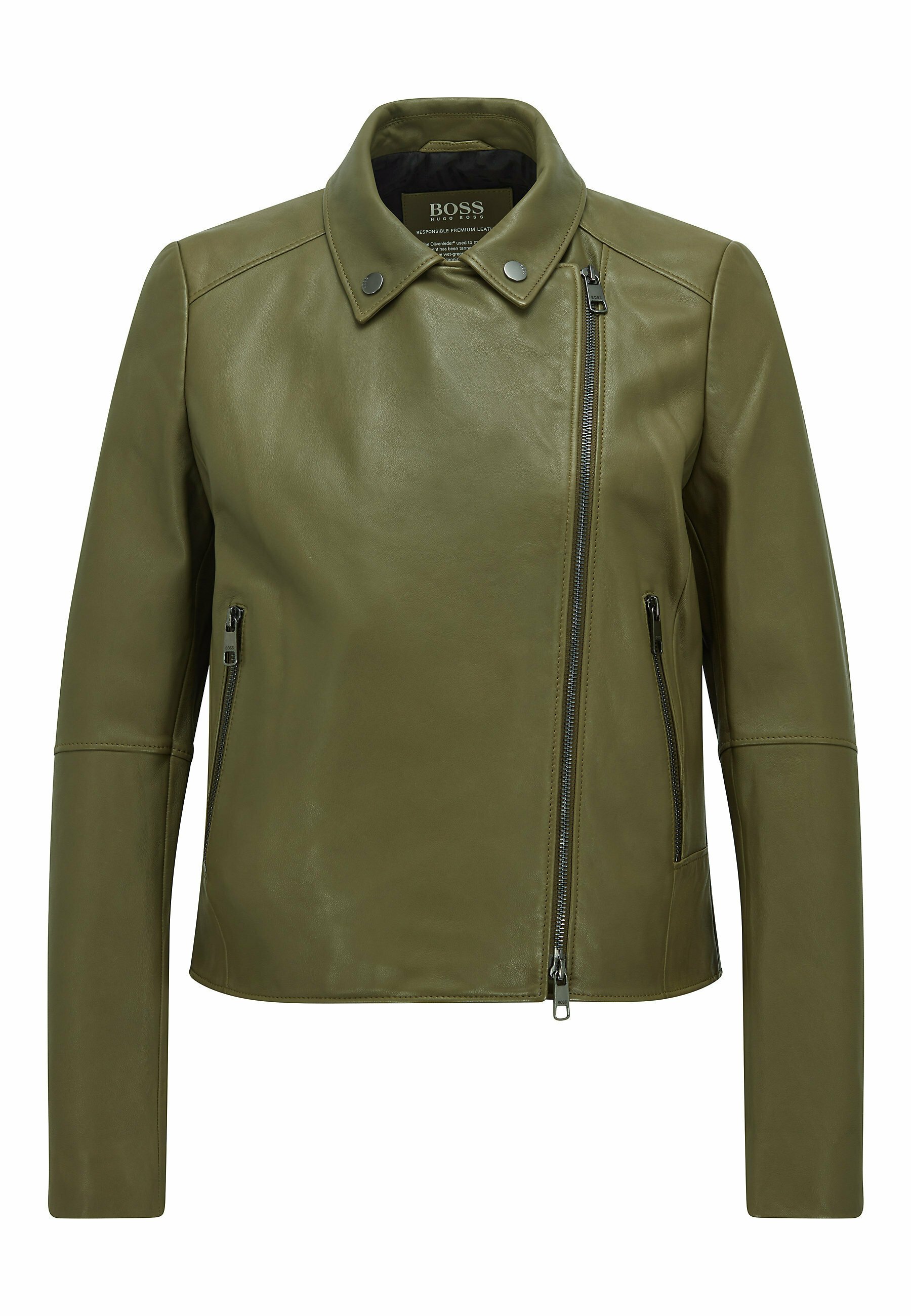 BOSS SALELI - Leren jas - dark green/Donkergroen - Zalando.be