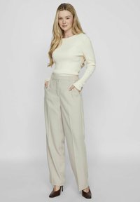 VILA STRAIGHT LEG HIGH WAIST - Pantaloni - feather gray