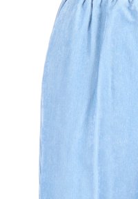 Gonna in velluto a coste azzurro chiaro con vita arricciata, caratterizzata da una texture rigata verticale. Design semplice senza motivi o dettagli aggiuntivi.