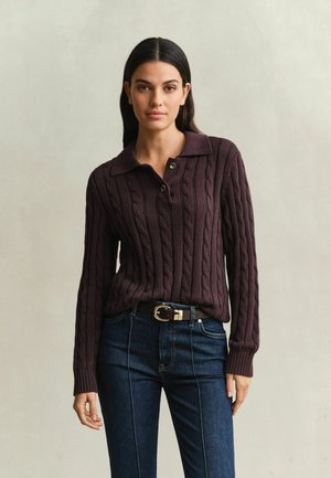 GANT, GANT COTTON CABLE KNIT SWEATER - T-shirt à manches longues - deep brown