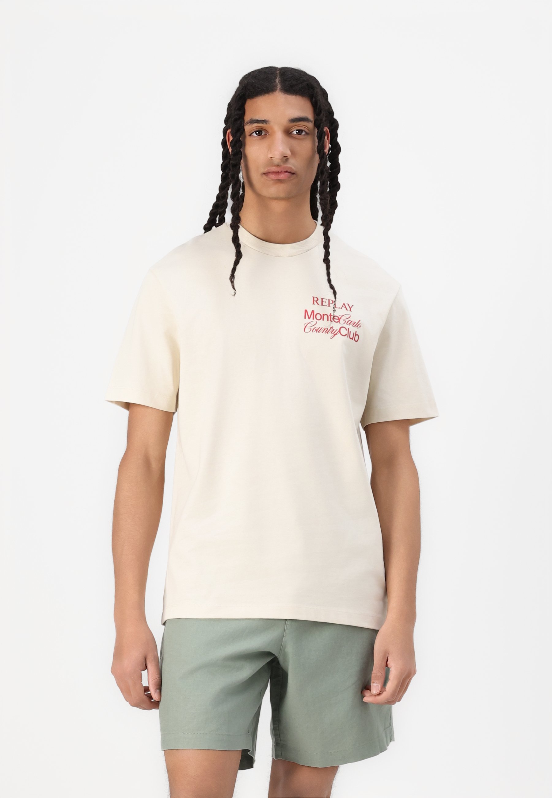 売れ筋商品|||リプレイ Tシャツ レディース トップス MONTE CARLO TENNIS CLUB - Print T-shirt - cream Replay MONTE CARLO TENNIS CLUB - Print T-shirt - cream/beige