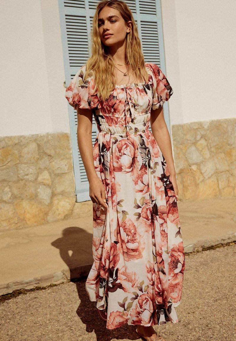 Next PUFF SLEEVE MIDI - Dienas kleita - pink