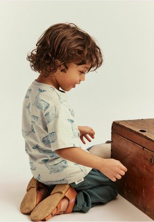 Newbie, WHALE THEME SLUB KNIT T-SHIRT UNISEX - T-shirt print - beige