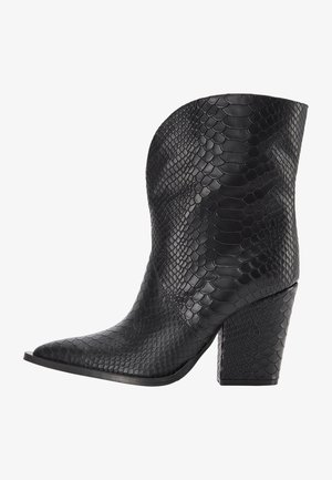 IN KROKO-PRÄGUNG - High heeled ankle boots - schwarz krokodil