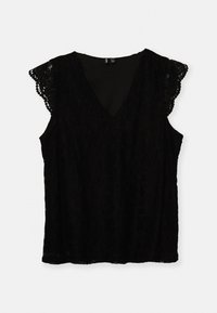 PCOLLINE VNECK - T-shirts med print - black