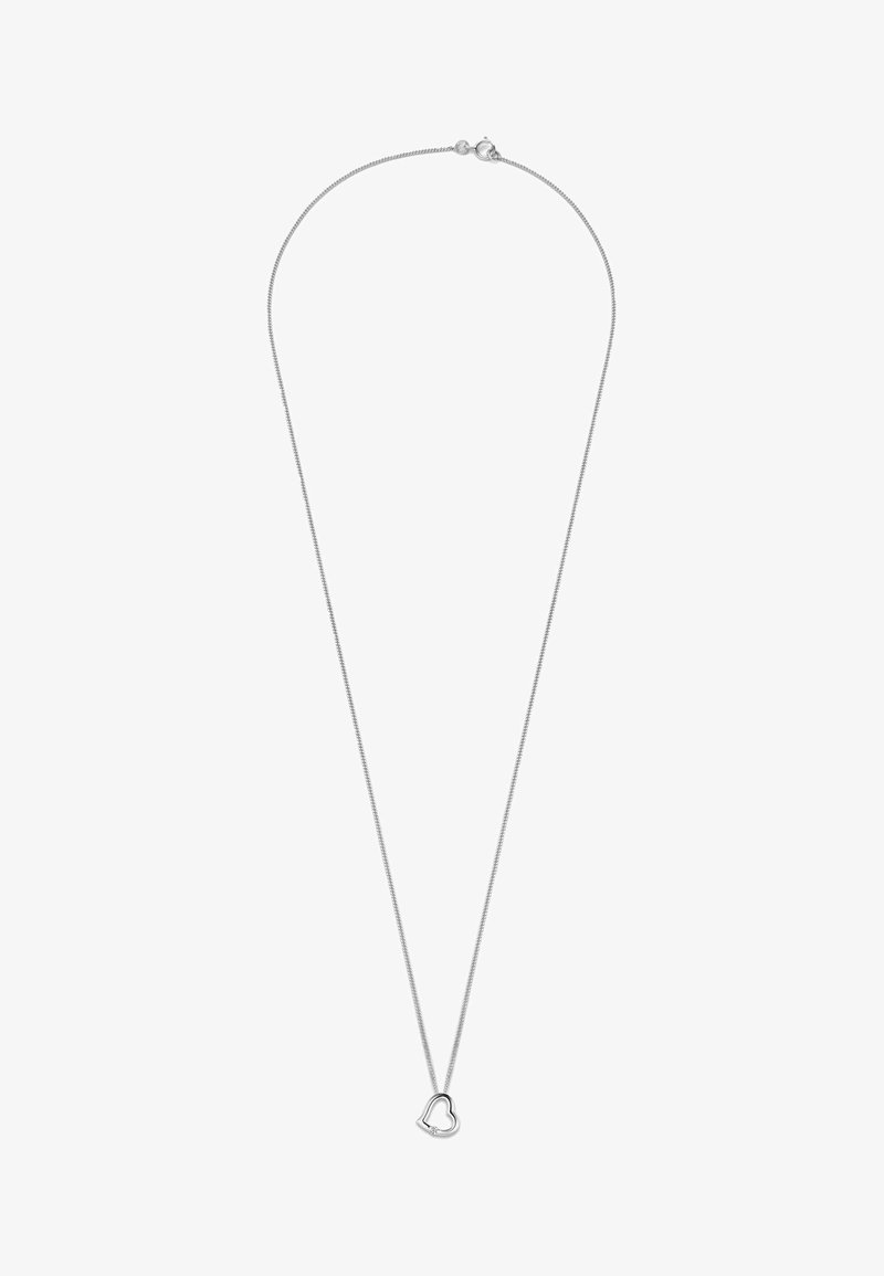 Sølv halskæde med en hjerteformet vedhæng, med en fin kæde og en glat, poleret overflade. Vedhænget fremhæver et minimalistisk design.