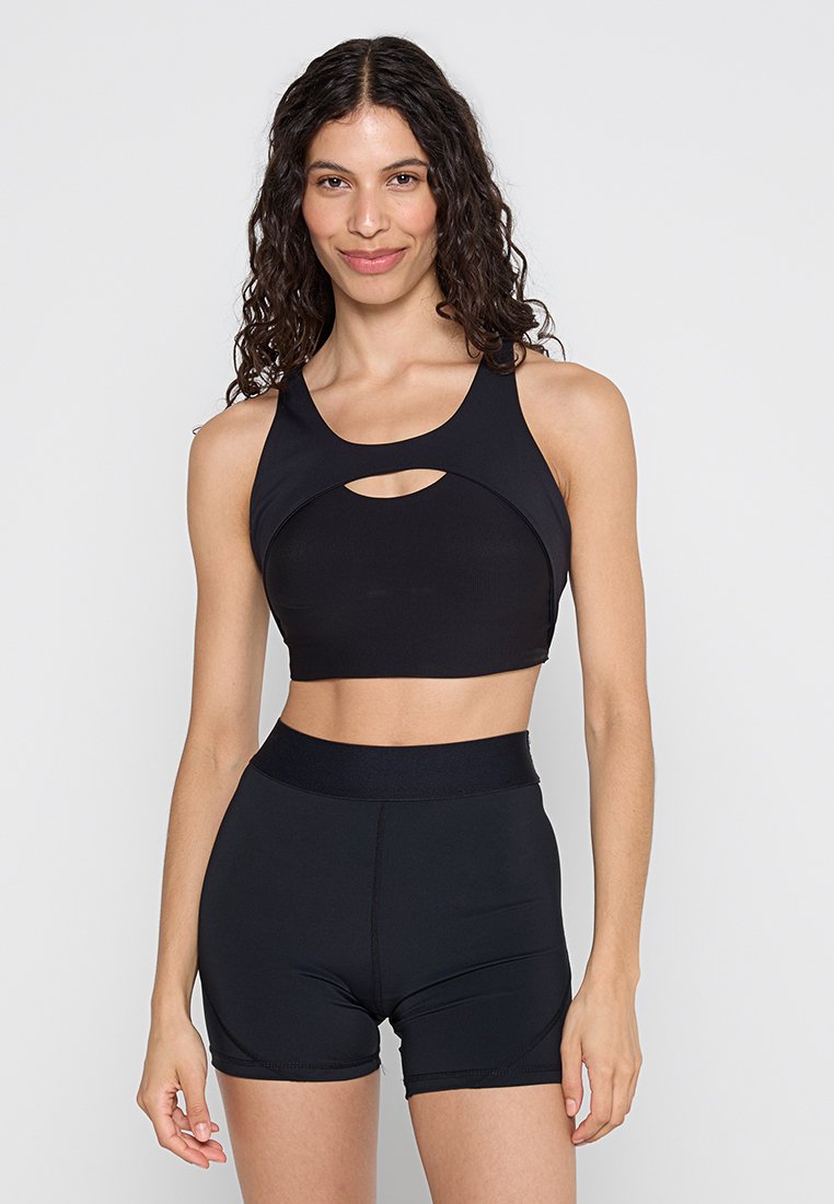4F Sport-bh met medium support gemêleerd zwart