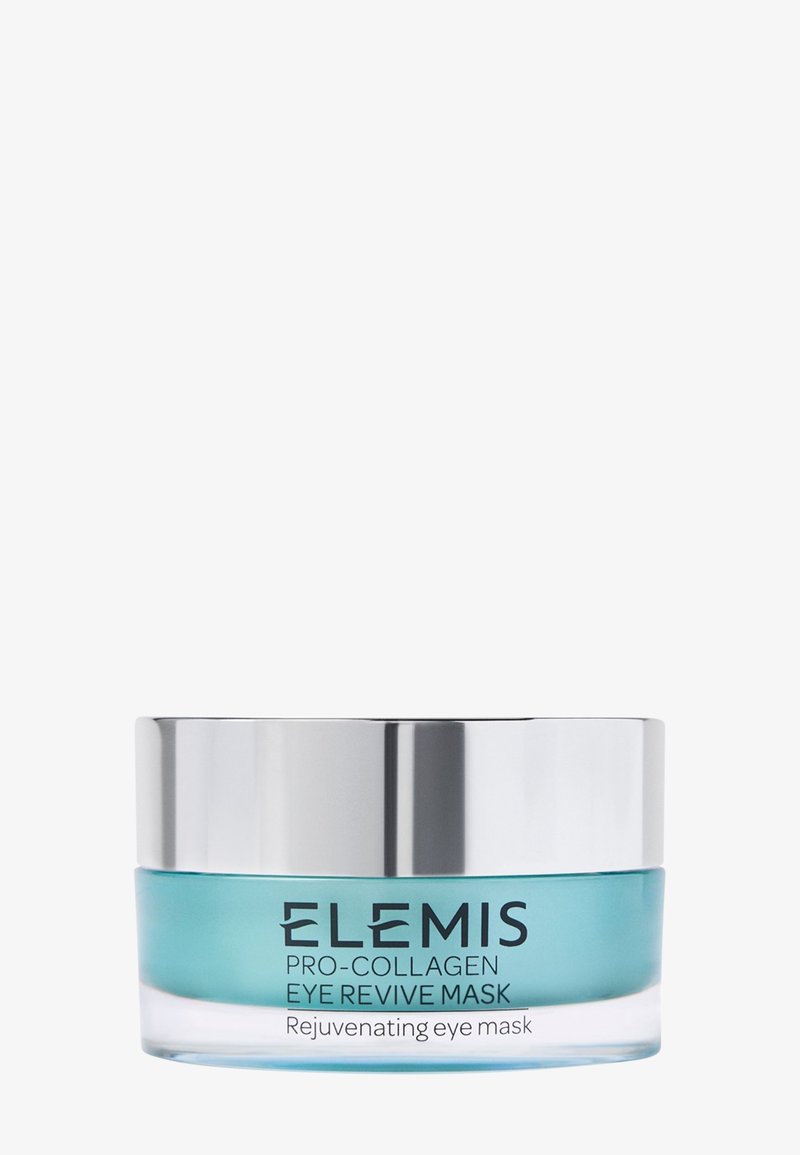 Elemis Pro-Collagen Eye Revive Mask in een klein turquoise potje met een glanzend zilveren deksel voor oogverjonging.