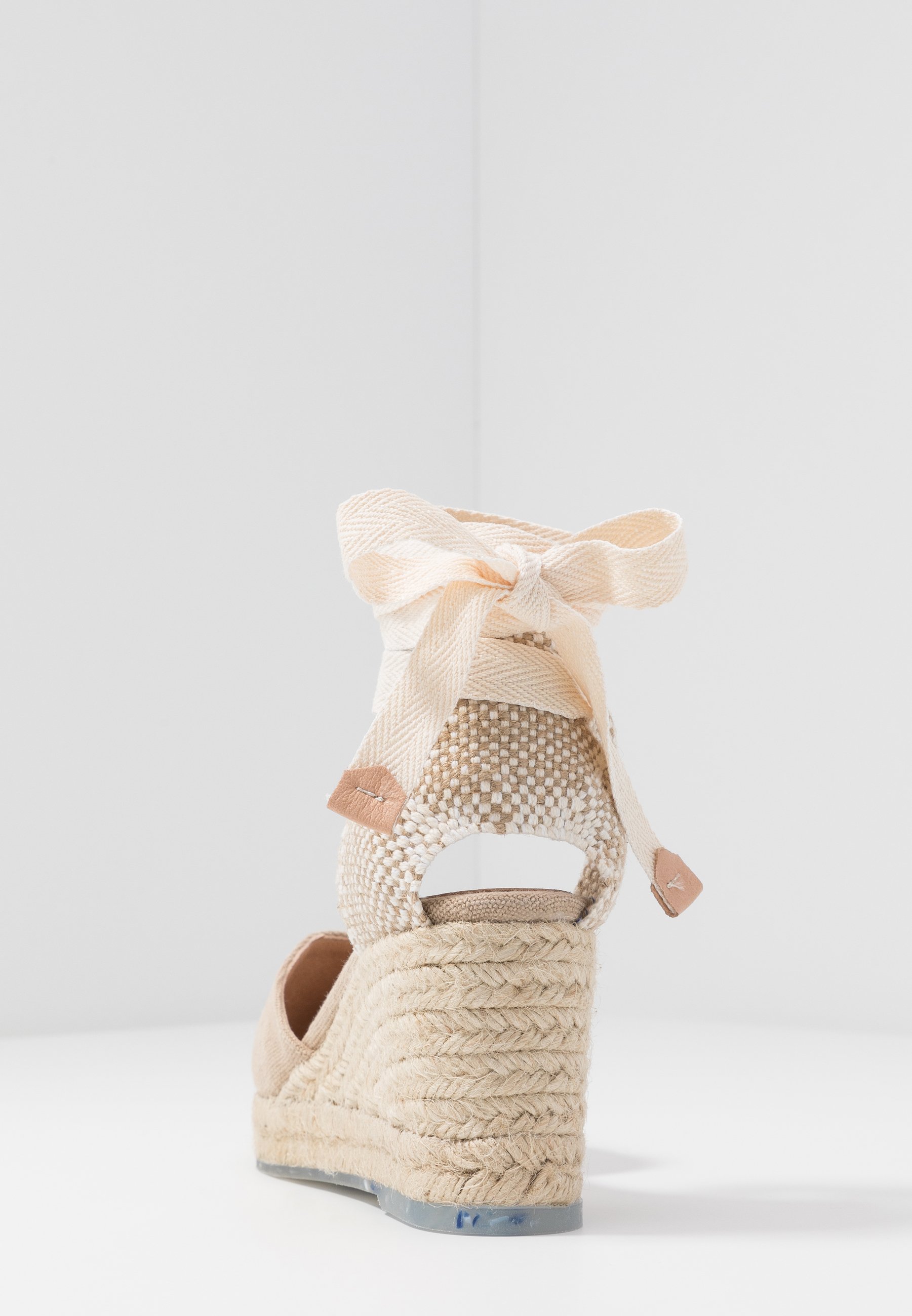 Shop Castañer Beige Chiara 80 Canvas Wedge Espadrilles