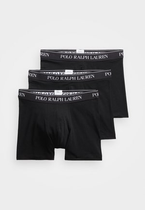 Svarte bomull boxershorts med bred elastisk linning med hvit "POLO RALPH LAUREN" branding, i en pakke med tre.