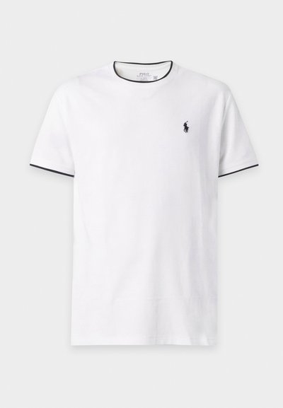 Λευκό κοντομάνικο T-shirt με μαύρο φινίρισμα στο γιακά και τα μανίκια, με μικρό μαύρο λογότυπο Polo Ralph Lauren στο αριστερό στήθος.