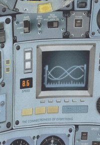 Panneau de contrôle avec affichage numérique de la vitesse indiquant 8,6, graphique des ondes à l'écran, interrupteurs étiquetés "Lumières d'urgence" et "Passer l'oxygène", et indicateur de statut "CONNECTÉ".