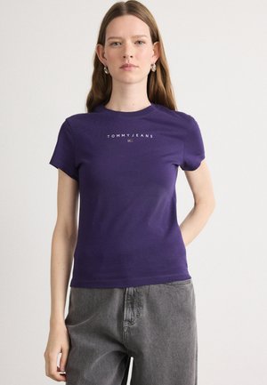 SLIM BLING LINEAR TEE - Nyomott mintás póló - nocturnal purple