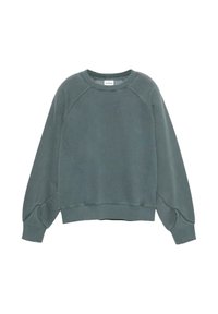 Grøn sweatshirt lavet af en blanding af bomuld, med rund halsudskæring, raglanærmer og ribbet kant. Blød tekstur med minimale syninger.
