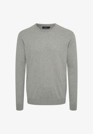 Gai pelēks džemperis ar apaļu kaklu un garām piedurknēm, izgatavots no mīksta materiāla, ar ribotām piedurknēm un apakšmalu, lai nodrošinātu pieguļošu izskatu. Minimalistisks dizains.