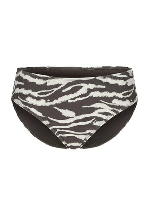 Bikinihose mit hohem Bund und einem schwarz-weißen Zebramuster, nahtlosen Kanten und einem Design mit voller Abdeckung.