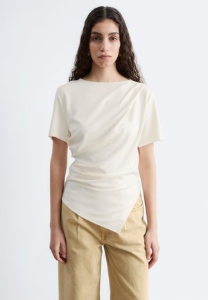 & OTHER STORIES, & OTHER STORIES DRAPED ASYMMETRIC T-SHIRT - T-shirt imprimé - white