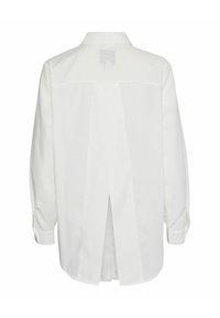 Hvid langærmet skjorte med rygplissering, knapmanchetter og krave, lavet af letvægtsstof.