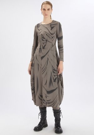 AT-LENGTH MIDI IN SENSITIVE TORTORA CON STAMPA DRAPERY - Vestido informal - grigio