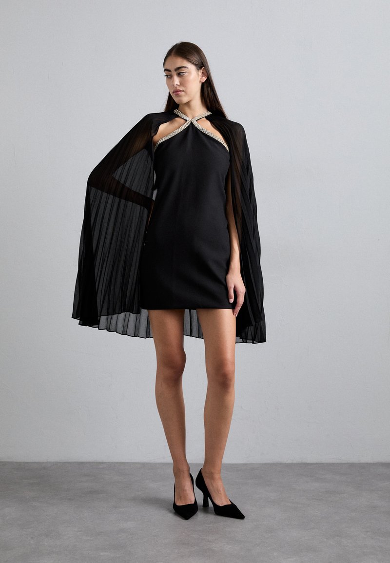 strapless open back dress BLACK SHORT CAPE DRESS – daniasiddiqui.com
