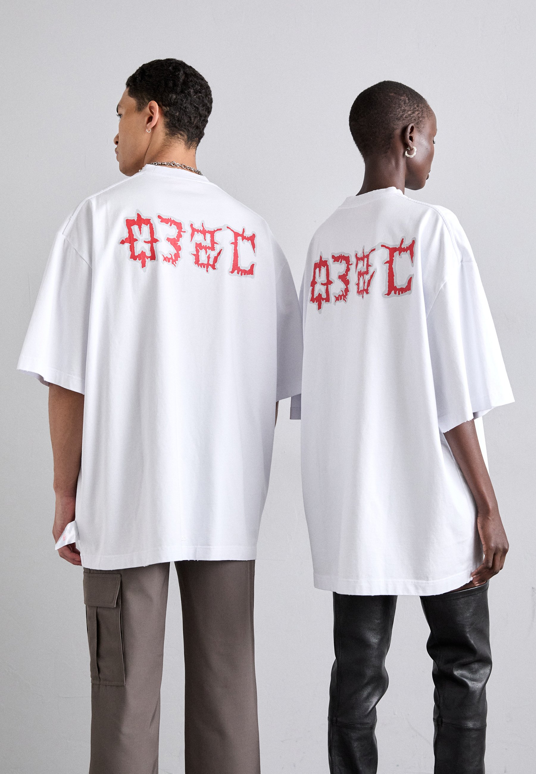★032c★ U ON FIRE OVERSIZED TSHIRT WHITE ON FIRE
