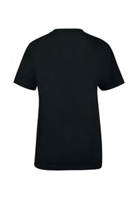 Sort kortærmet T-shirt lavet af bomuld, med en rund halsudskæring og et enkelt design uden synlige logoer eller mønstre.