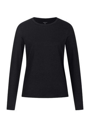 Zwarte long-sleeve t-shirt van zachte stof, met een ronde halslijn en een relaxte pasvorm. Eenvoudig ontwerp zonder zichtbare patronen of accenten.
