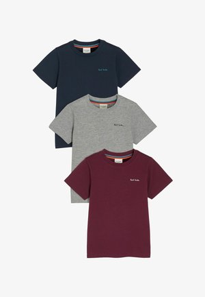 Tričko s krátkym rukávom v námořníckej modrej, sivej a burgundskej farbe vyrobené z bavlny. Má okrúhly výstrih a vyšívané logo na ľavej strane.